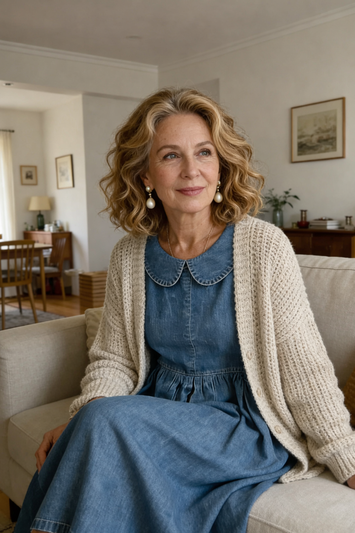 Clara | Robe en Denim avec Col Peter Pan