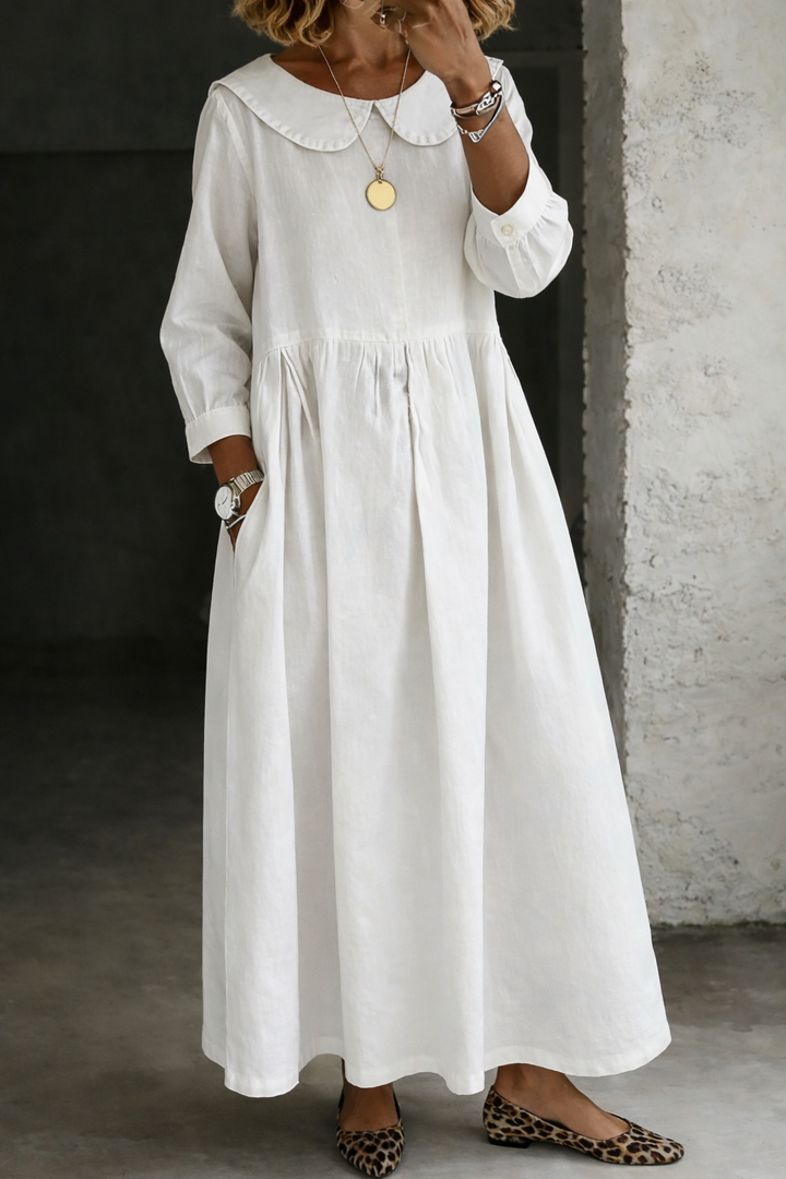 Clara | Robe en Denim avec Col Peter Pan