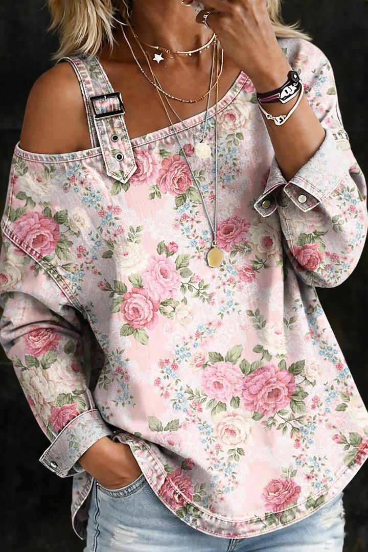 Brooklyn | Robe en Denim avec Col Floral