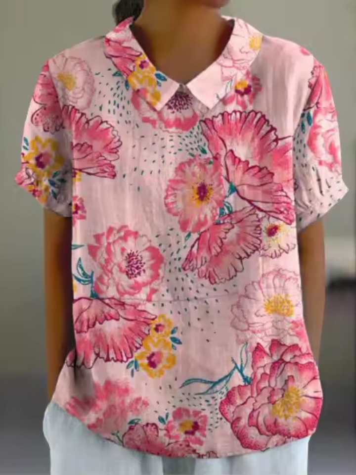 Nora | Chemise Rose Fleurie
