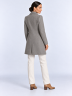 Manteau Long Femme Élégant et Chaud — Gris — vue de dos portée