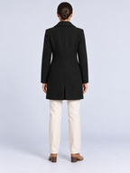 Manteau Long Femme Élégant et Chaud — Noir — vue de dos portée