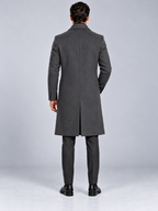 Manteau Long Homme Classique Effet Laine — Gris — vue de dos portée