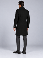 Manteau Long Homme Classique Effet Laine — Noir — vue de dos portée
