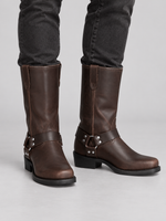 Bottes Homme Effet Cuir Vieilli Style Western — Marron — vue de face portée