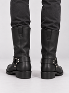 Bottes Homme Effet Cuir Vieilli Style Western — Noir — vue de dos portée