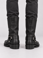 Bottes Homme Effet Cuir Vieilli Style Western — Noir — vue de dos portée