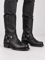 Bottes Homme Effet Cuir Vieilli Style Western — Noir — vue de face portée