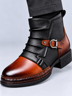 Boots Homme Effet Cuir Style Vintage — Cognac — détail