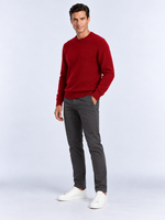 Pull Homme Col Rond Maille Douce — Rouille — vue de face portée