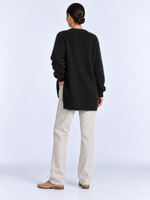 Cardigan Femme Maille Douce et Légère — Noir — vue de dos portée