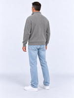 Pull Camionneur Homme Col Zippé Moderne — Gris — vue de dos