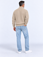 Pull Camionneur Homme Col Zippé Moderne — Kaki — vue de dos