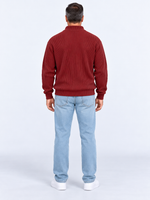 Pull Camionneur Homme Col Zippé Moderne — Rouge — vue de dos